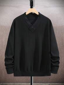 Manfinity Homme Men's Solid Color Button Decorated Casual Sweater - Multicolor - View 6