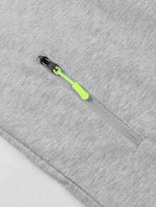 Manfinity Sport Corelite Chaqueta deportiva con capucha para hombres con cordones y cremallera en la parte delantera, tops de entrenamiento - Gris Claro - Ver 6