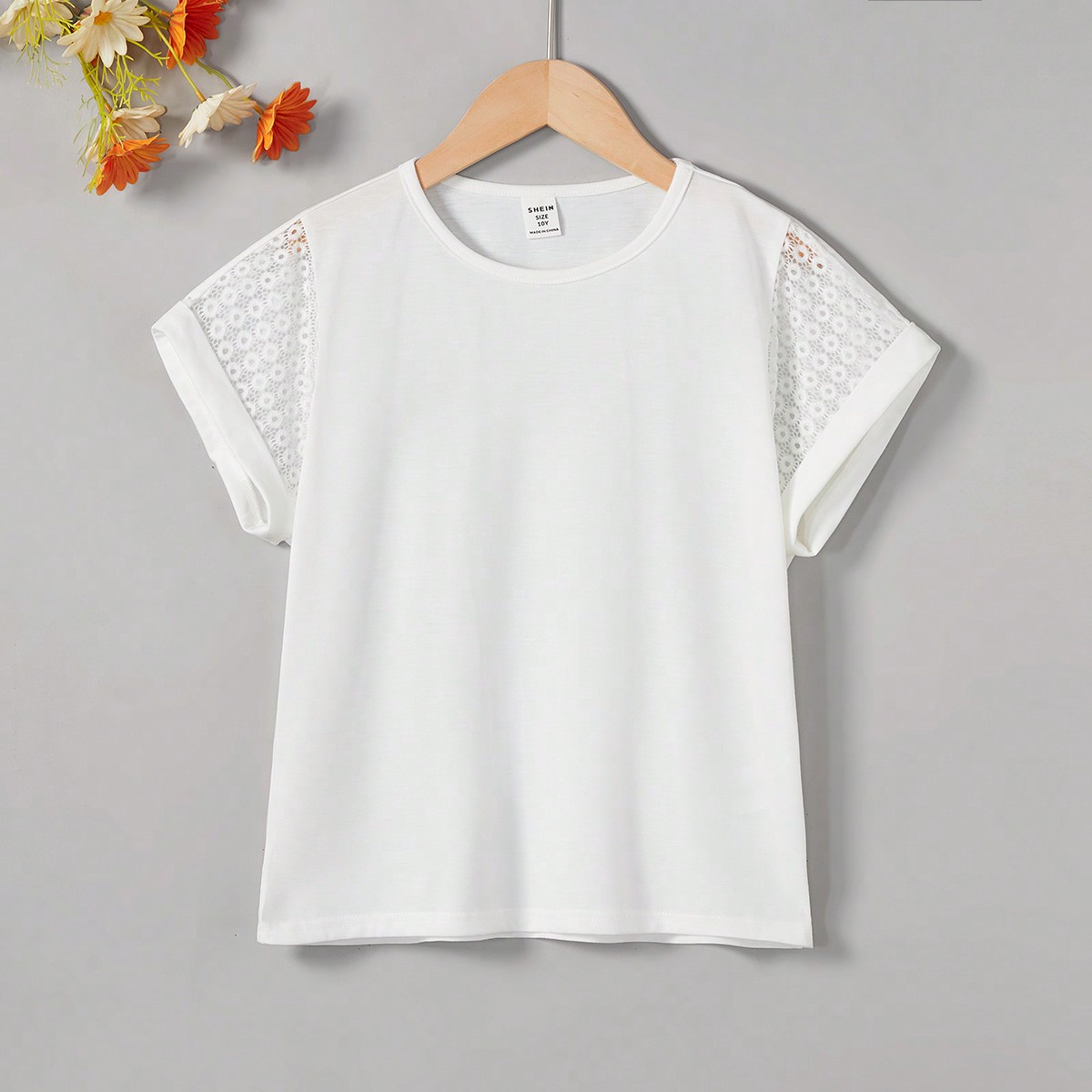 Camiseta De Vacaciones Holgada Con Cuello Redondo Y Color Liso De Punto Para Niña Tween