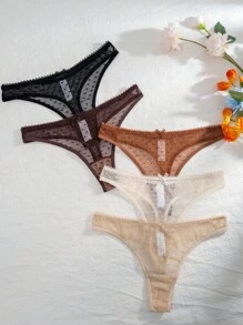 PetitDoll 5 Cái/gói Quần Lót Đùi Lưới Nữ Gợi Cảm - Nhiều màu - Xem 5