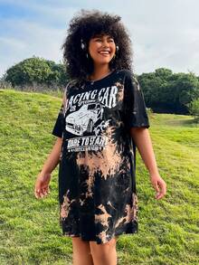 SHEIN EZwear Plus Size Multi-Color Tie Dye Loose Fit Dress (Random Dye) - Multicolor - View 3