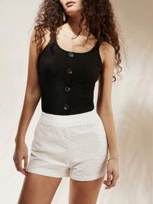 Forever 21 Ladies' Textured Buttoned Tank Top - Black - View 4