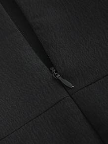 Sweetra 编织纹理圆领无袖连衣裙长款女装 - 黑色 - 查看 3