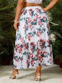 SHEIN Unity Plus Size Women's Floral Printed Skirt Fall Cloth For Women - Multicolor - View 2