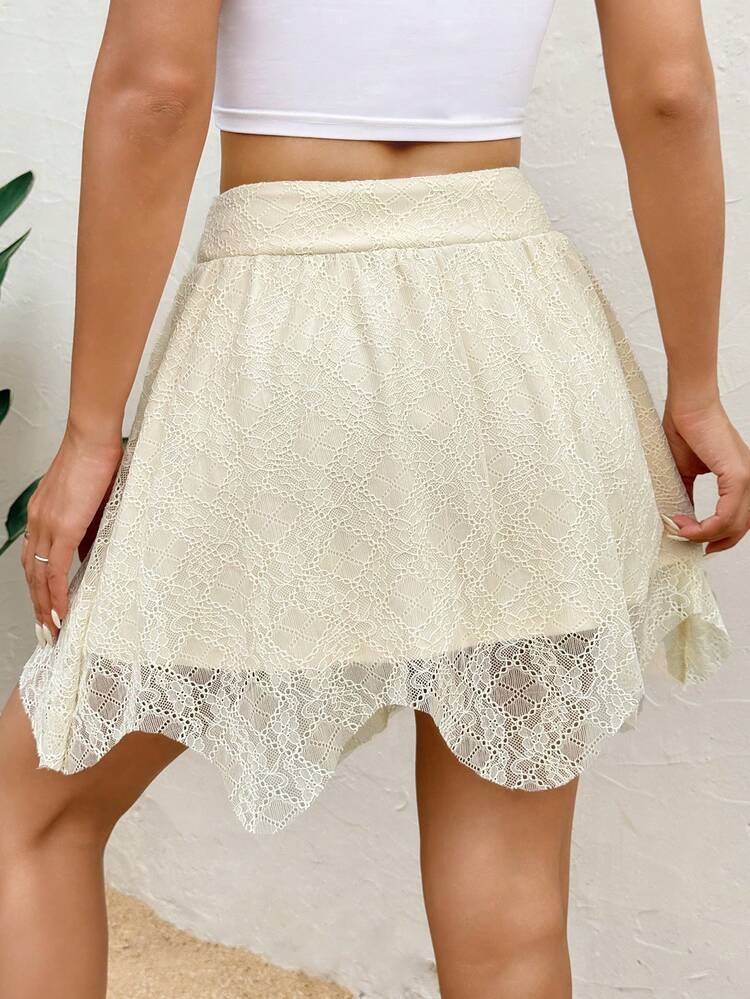Women's Elastic Waist Lace A-Line Skirt