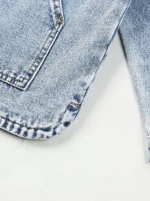 Tween Boy's Distressed Denim Jacket - Medium Wash - View 5