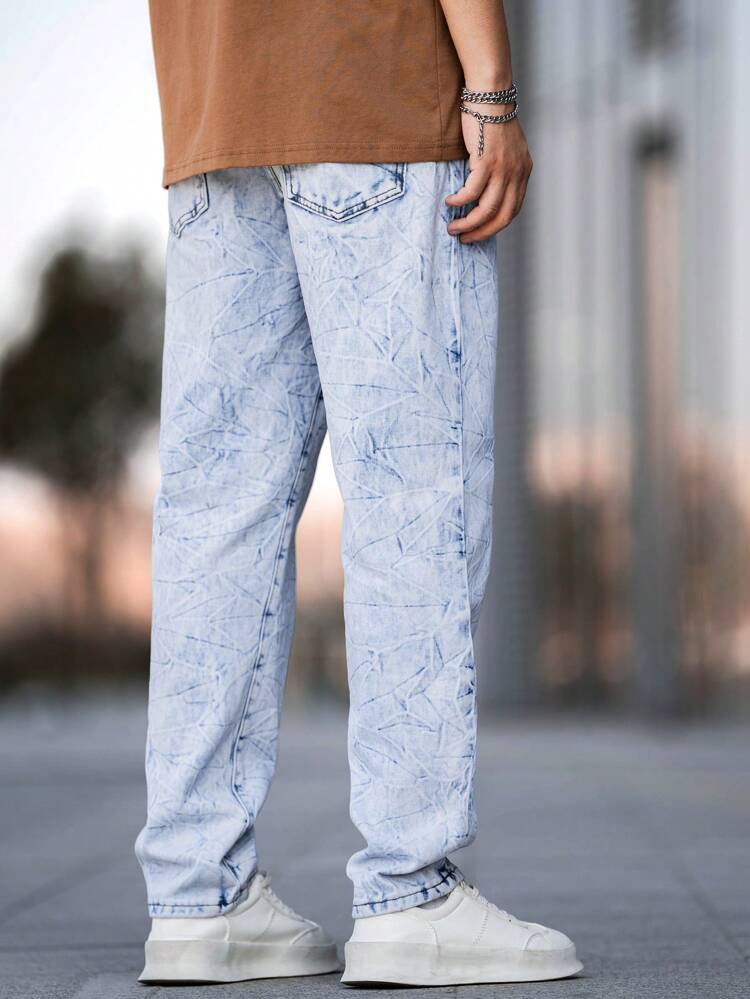 Men'S Water Washed Denim Jeans With Slanted Pockets