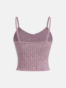 SHEIN Teen Girl's Vacation Ribbed Knit Cami Top - Dusty Purple - View 2