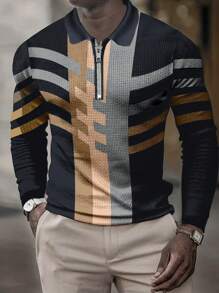 Manfinity Homme Nam Khối màu Tay áo dài Áo polo - Màu xanh lam - Xem 1