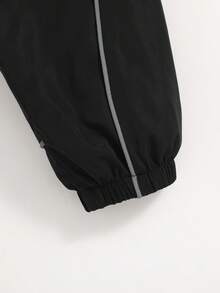 SHEIN Chàng trai trẻ Tương phản Màu sắc Thể thao Quần thể thao Với Cán Hem Và Cổ tay áo - màu đen - Xem 5