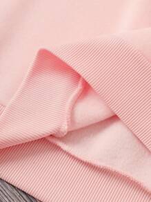 Maweii Của phụ nữ Kích thước lớn Vòng cổ Áo nỉ Với In Khẩu hiệu - Hồng - Xem 4