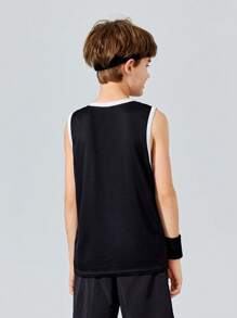 SHEIN Tween Boys' Loose Fit Football Number Pattern Vest Top 3pcs Outfit - Multicolor - View 2