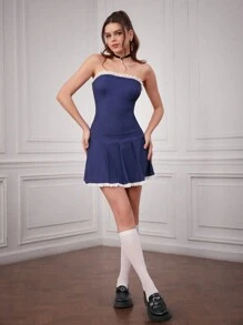 Forever 21 女士彩色拼接無肩a字裙,帶有皇族的外觀 - 藍色 - 查看 7