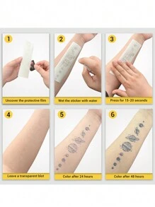 1pc 8*12cm Spider Herbal Juice Temporary Tattoo Magic Tattoo, 15 Days, Semi-Permanent, Long Lasting 1-2 Weeks - Black - View 5