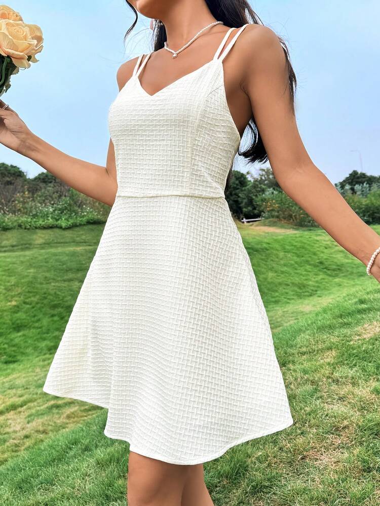 White Spaghetti Strap Backless Dress