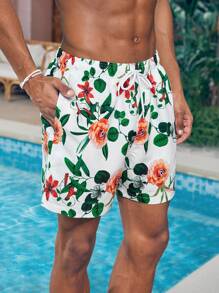 Manfinity KASUA Men's Floral Printed Beach Shorts - Green - View 3