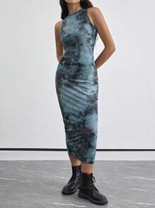 Casual Women's Summer SHEIN Essnce Teacher Clothes Bodycon Dress Long Bodycon Dress Casual Print Sleeveless Vacation Matching Long Dress - Multicolor - View 1