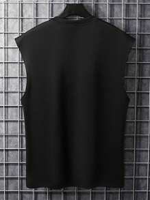 Men's Weightlifting Printed Tank Top, 2000s Style - Black - View 2