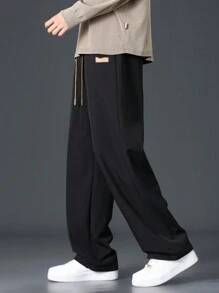 Men's Casual Thick Straight-Leg Pants, Fashionable For Autumn/Winter - Black - View 3