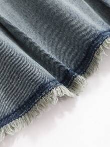 DAZY Women's Frayed A-Line Denim Skirt Summer
