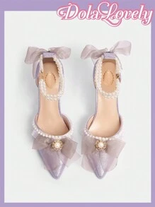 Dola Lovely Của phụ nữ Ren lưới Hoa Nghệ Embellished Giày cao gót Giày dép - Màu tím - Xem 13