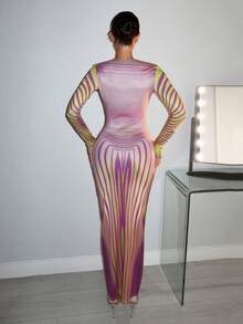 SHEIN SXY Women's Body Contour Print Sheath Dress - Multicolor - View 2