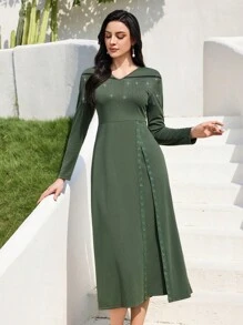 Modelyn Kim loại Lỗ & Tua Nghệ Embellished Đầm - màu xanh lá - Xem 3