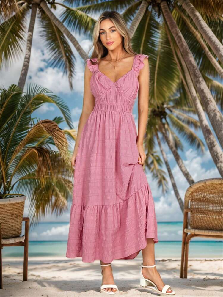 Women's Holiday Style Ruffled Hem  Dress