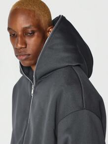 SUMWON Regular Fit Zip Through Hoodie - Dark Grey - View 6