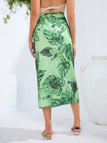 Aveloria Falda Envolvente Con Estampado Tropical Y Detalles De Corbata