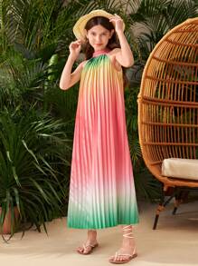 SHEIN 青少女漸層無袖休閒裙 - 彩色 - 查看 3