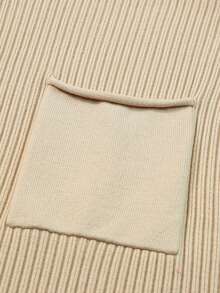 Acelitt Casual Solid Color Batwing Sleeve Pocket Knit Top For Autumn Summer - Beige - View 7