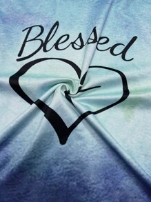 SHEIN LUNE 大码渐变色字母十字印花卫衣 - 藍色 - 查看 3