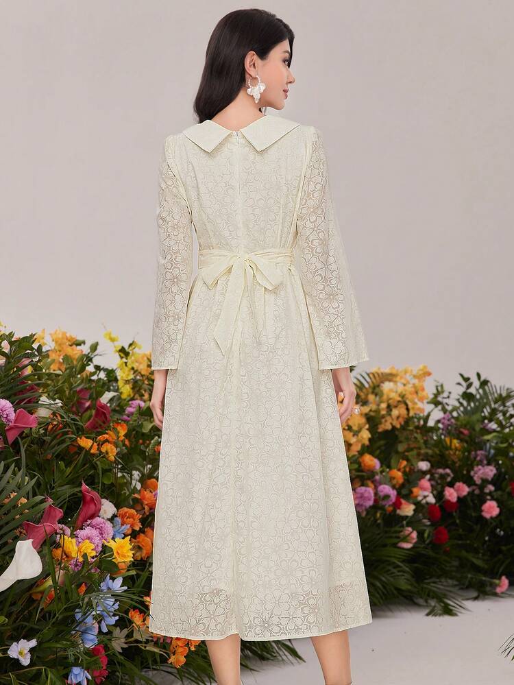 Floral Pattern Button Design Half Placket Loose Fit Dress