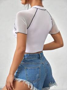 SHEIN Unity 女性龍紋短袖上衣 - 白色 - 查看 2