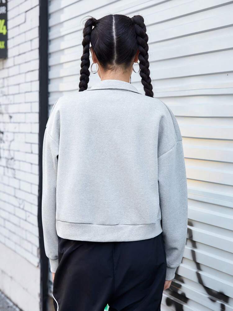 Solid Color Front Zipper Athletic Jacket