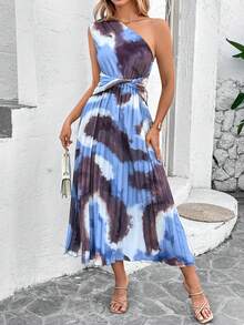 Breezaya Women's Printed One Shoulder Pleated Dress - Multicolor - View 6