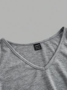 SHEIN EZwear 女士多色針織v領短袖修身t恤 - 彩色 - 查看 10