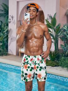 Manfinity KASUA Men's Floral Printed Beach Shorts - Green - View 5