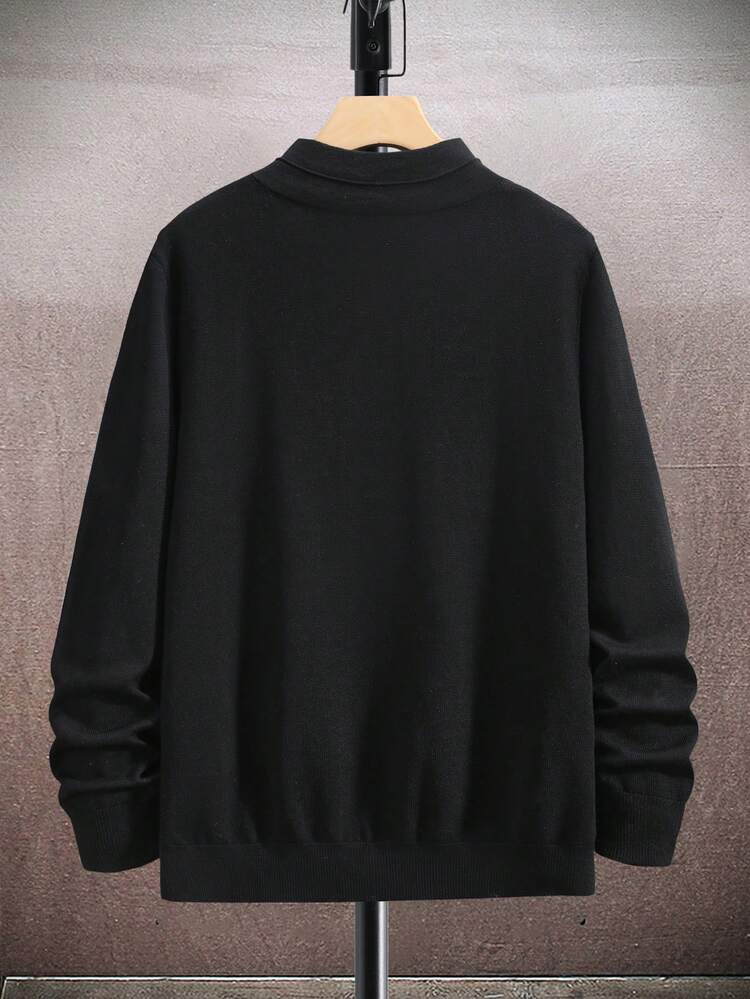 Men's Solid Color Button Decorated Casual Sweater