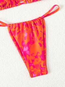 Swim Mod Women's Full Print Ruffles Two-Piece Bikini Set Summer Beach - Multicolor - View 3