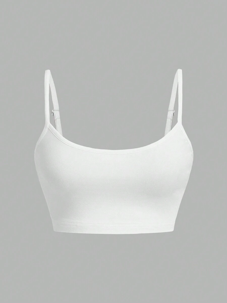 SHEIN EZwear Camiseta de tirantes corta y casual de color blanco, ajustada para mujer, ideal para el verano