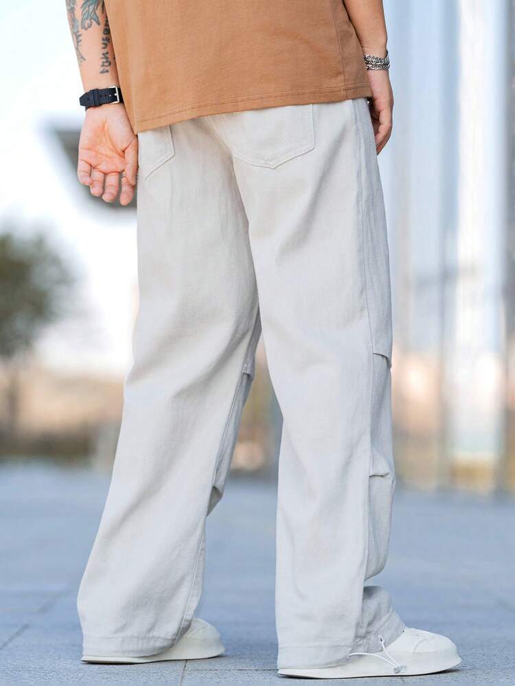 Men'S Loose Fit Drawstring Hem Denim Jeans