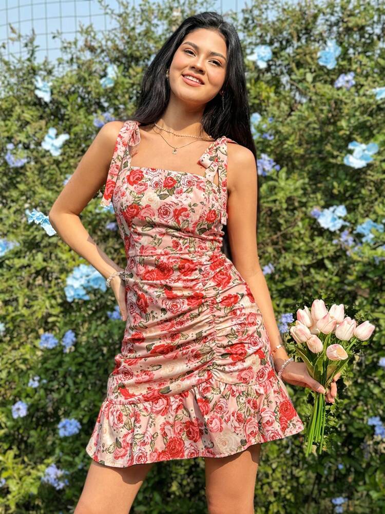 Women's Floral Printed Spaghetti Strap Dress