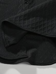 Manfinity Homme Men's Vacation Casual Style Jacquard Knit Short-Sleeve Shirt And Shorts Set, For Hawaiian Beach Vacations, Music Festivals, And Everyday Wear. Great Gift For Boyfriends Or Husbands, Cozy Outfits - Black - View 5