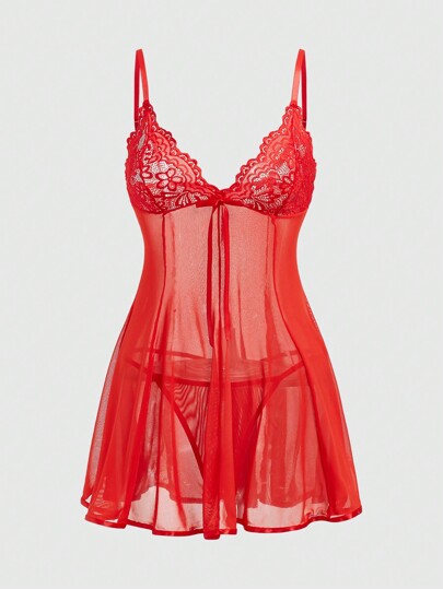 J-Fashion Y2K Avant-Garde Lace Mesh Patchwork Bow Sexy Sheer Dress Set