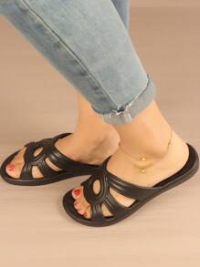 Women's Plastic Slippers, Fashionable, Wear-Resistant And Soft For Summer - Black - View 4