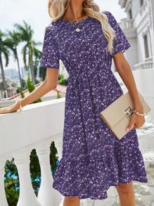 EMERY ROSE Vestido floral bajo con fruncido - Multicolor - Ver 1