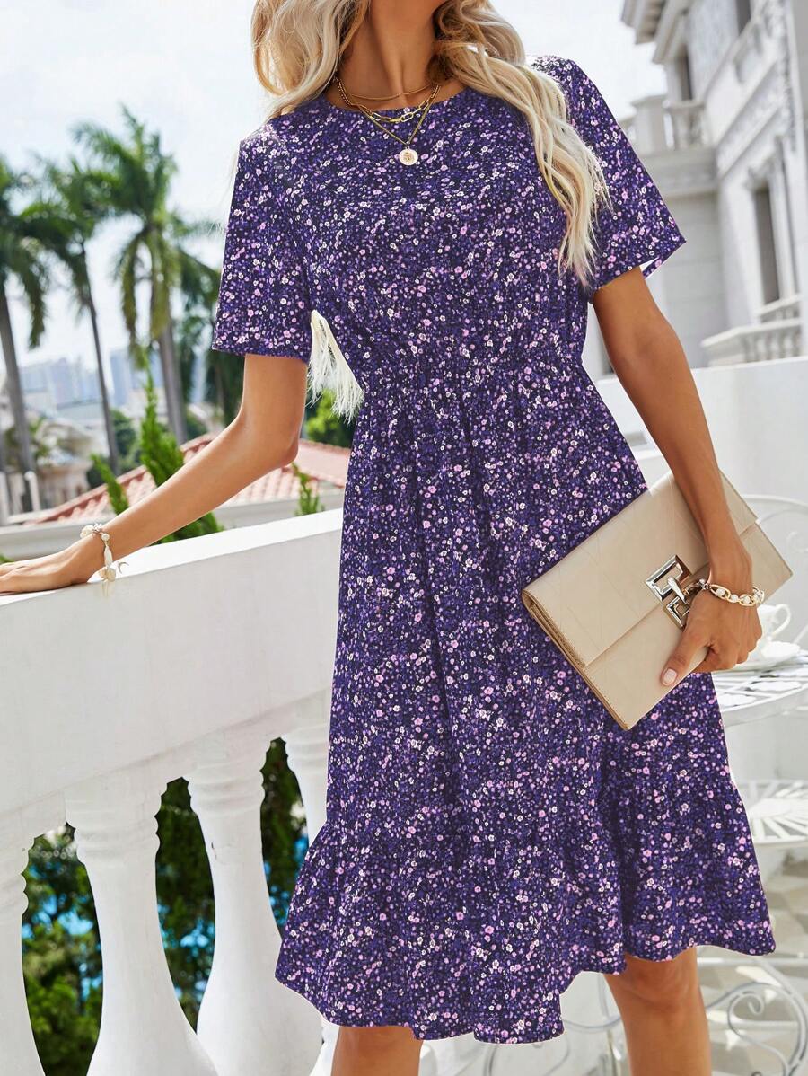 EMERY ROSE Vestido floral bajo con fruncido - Multicolor - Ver 1