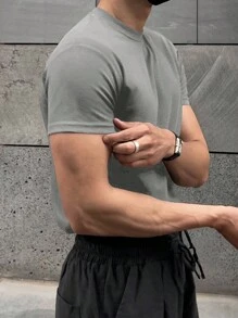 DAZY Camiseta De Verano De Color Sólido Para Hombres